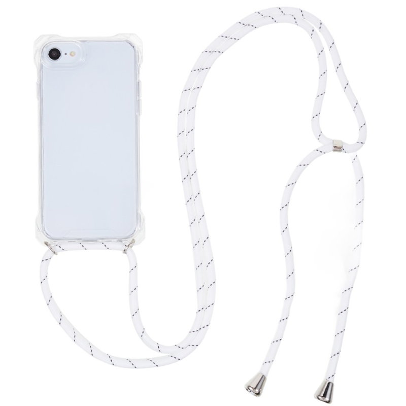 Gennemsigtigt Silikone Cover med Snor til iPhone 7 / 8 / SE (2020) - Hvid