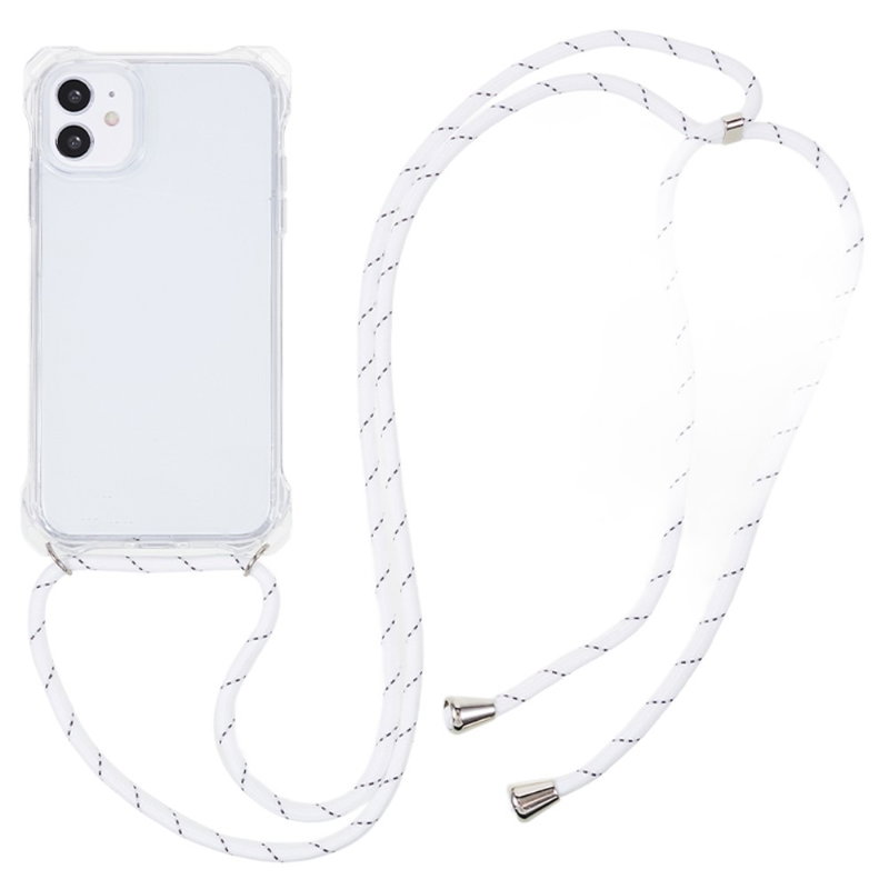 Gennemsigtig Silikone Cover med Snor til iPhone 11-Hvid