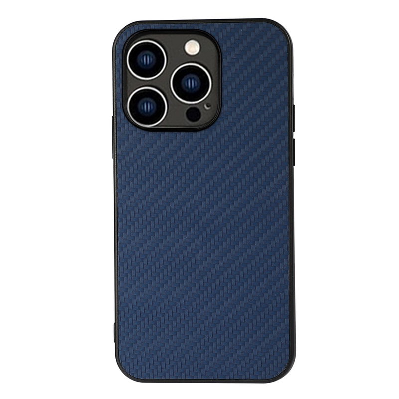 Carbon Læder Cover til iPhone 15 Pro-Mørkeblå