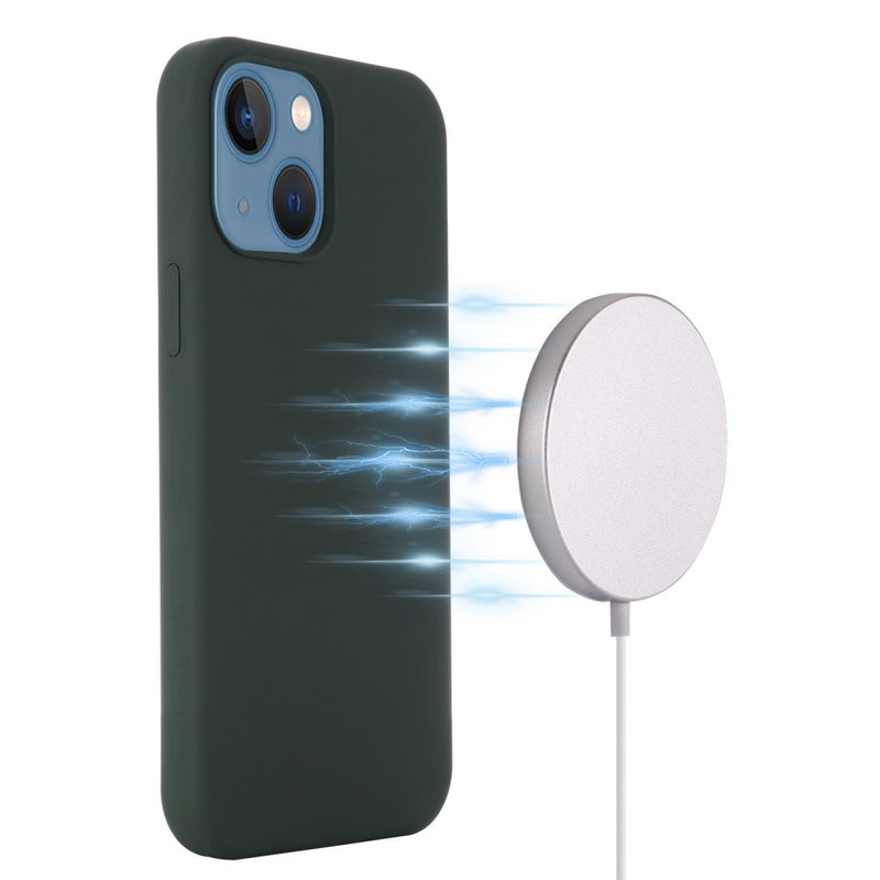 Silikone Cover med MagSafe til iPhone 15 Plus-Mørkegrøn