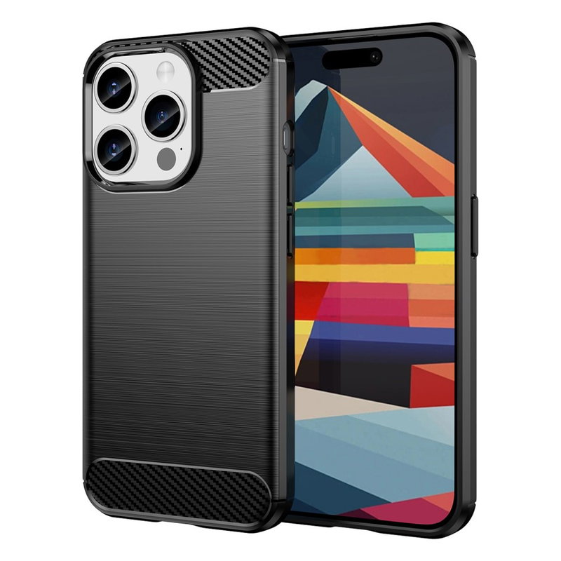 Carbon Fiber Cover til iPhone 15 Pro Max-Sort