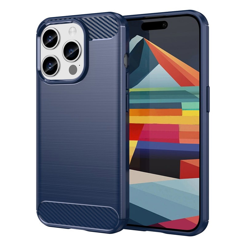 Carbon Fiber Cover til iPhone 15 Pro Max-Blå