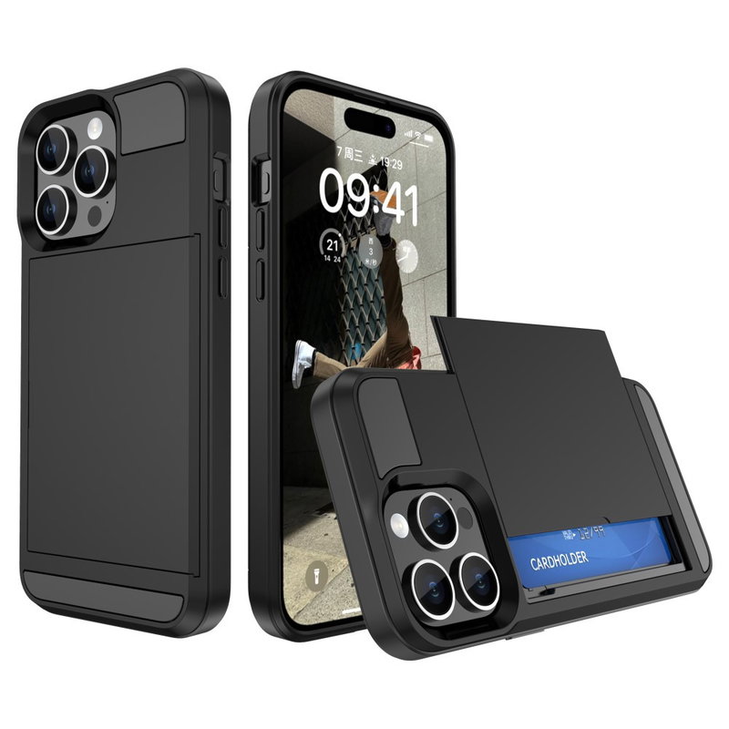 Slide Cover med Kortholder til iPhone 15 Plus