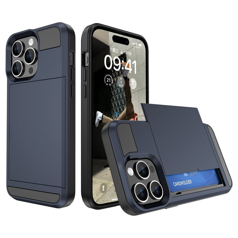 Slide Cover med Kortholder til iPhone 15 Plus