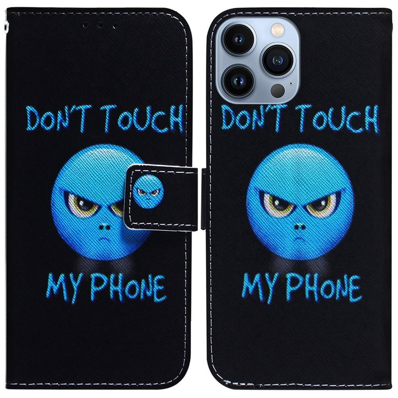 Dont Touch Blue Flip Cover til iPhone 15 Pro Max