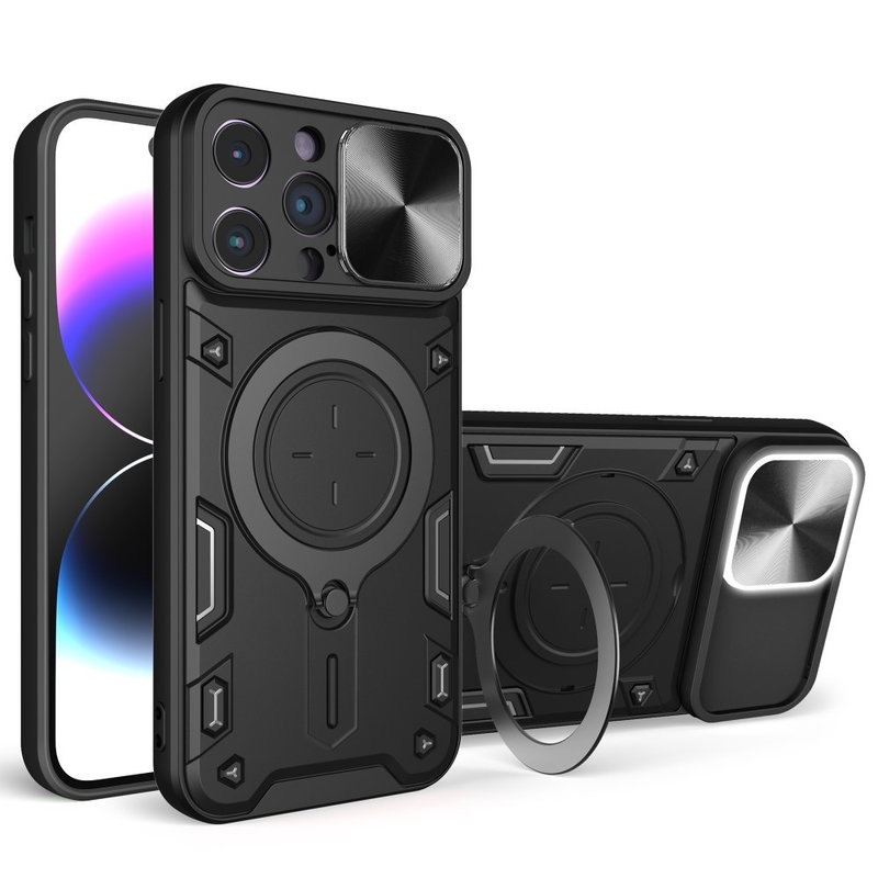 Ringholder Silikone Cover til iPhone 15 Pro Max-Sort