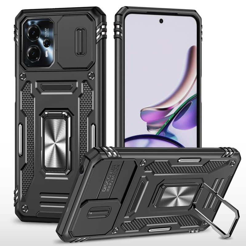 Motorola Moto G13 / G23 / G53 Hybrid Cover med Kickstand-Sort