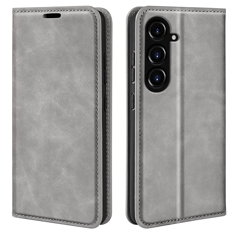 Samsung Galaxy S23 FE 5G Graviera Læder Flip Cover med Stand-Grå
