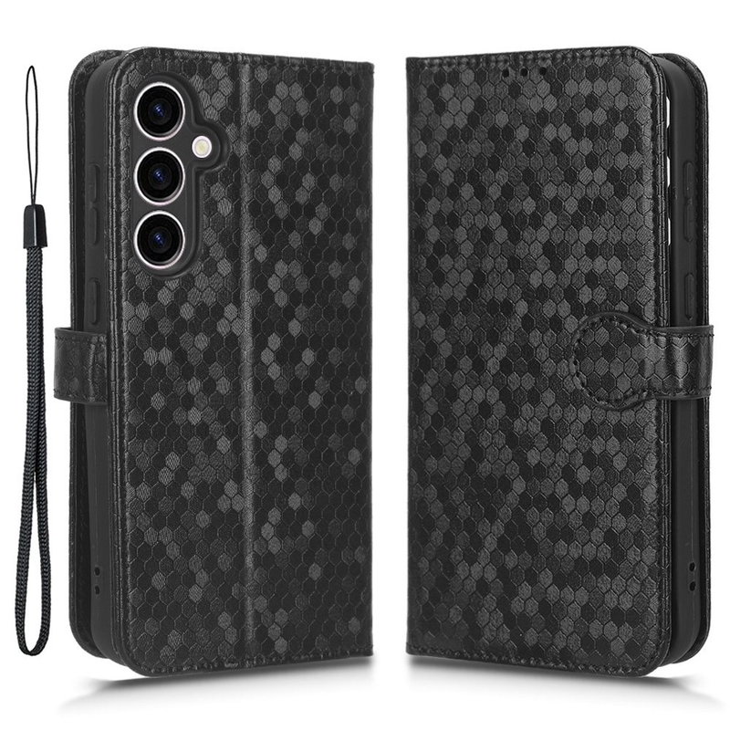 Samsung Galaxy S23 FE 5G Glam Sort Læder Flipcover med Hank og Støttefod
