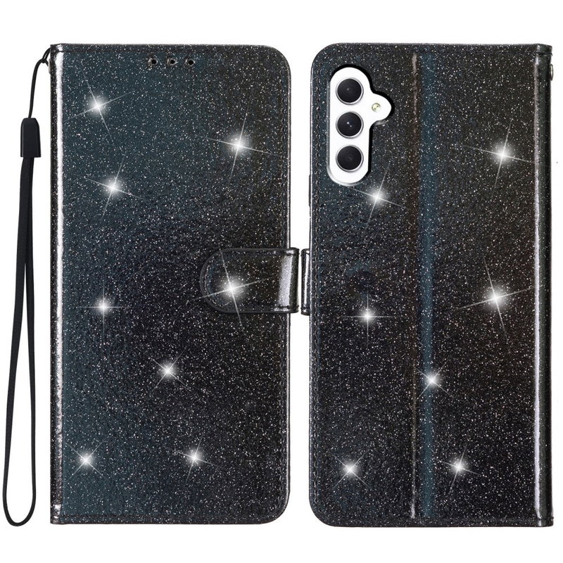 Stars Flip Cover med Mobilpung til Samsung Galaxy A25 5G-Sort