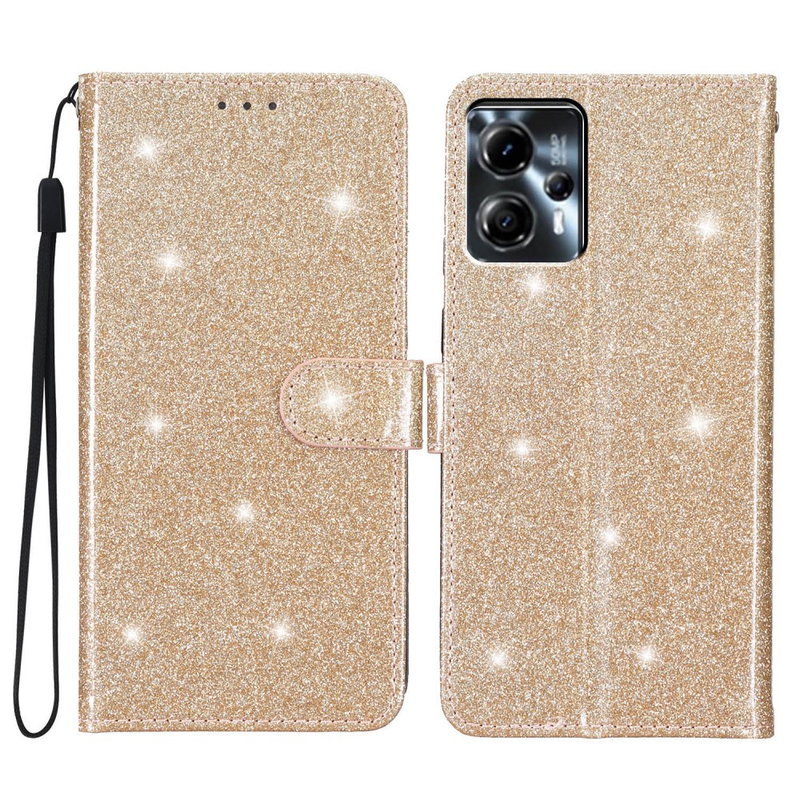 Motorola Moto G13 / G23 / G53 Glitter Flip Cover-Guld