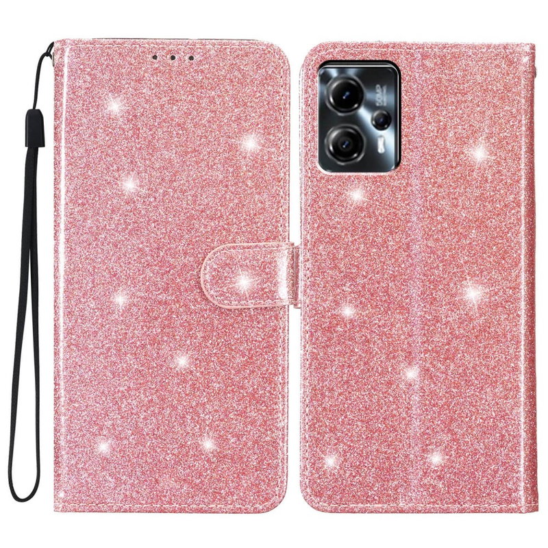Motorola Moto G13 / G23 / G53 Glitter Flip Cover-Lyserød