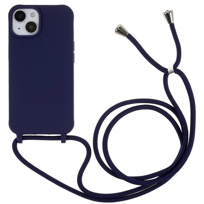 Silikone Cover med Snor til iPhone 15-Mørkeblå