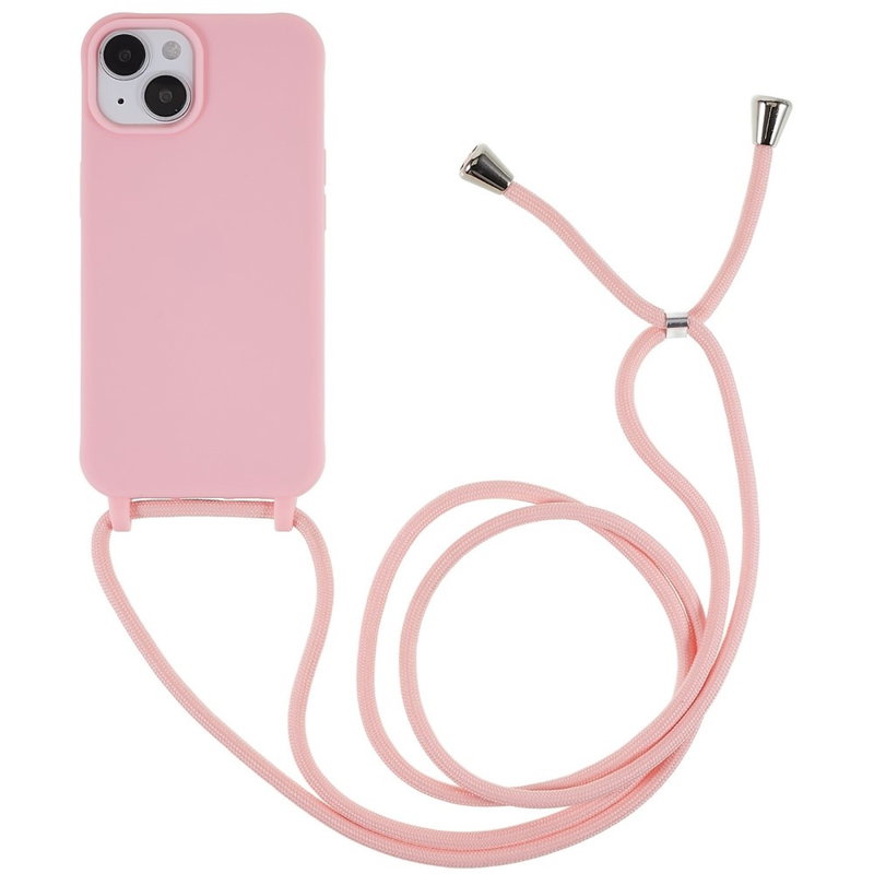 Silikone Cover med Snor til iPhone 15-Lyserød