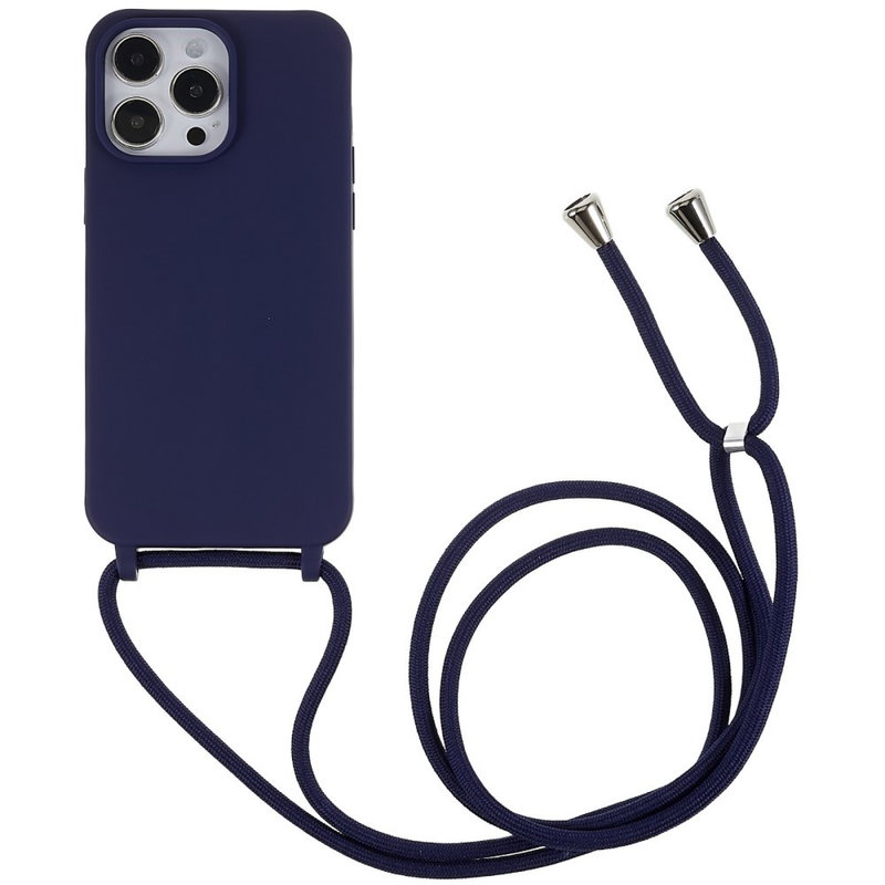 Silikone Cover med Snor til iPhone 15 Pro-Mørkeblå