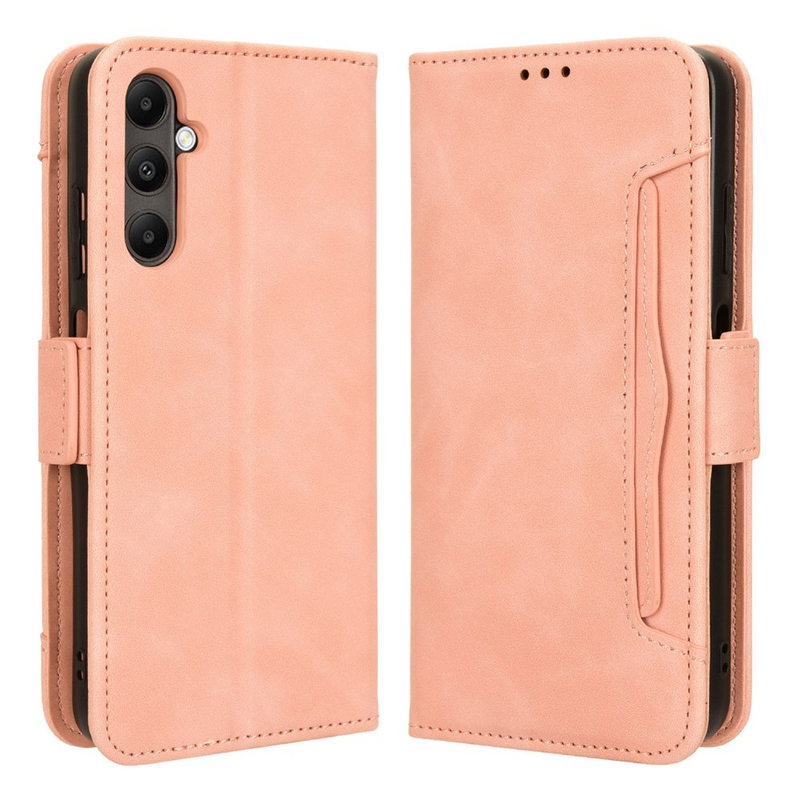 Rustik Læder Flip Cover med Kortholder til Samsung Galaxy A05S-Pink