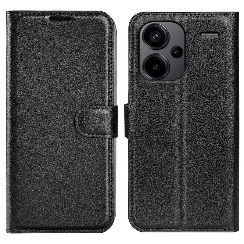 Xiaomi Redmi Note 13 Pro Plus 5G Graviera Læder Flip Cover med Stand-Sort