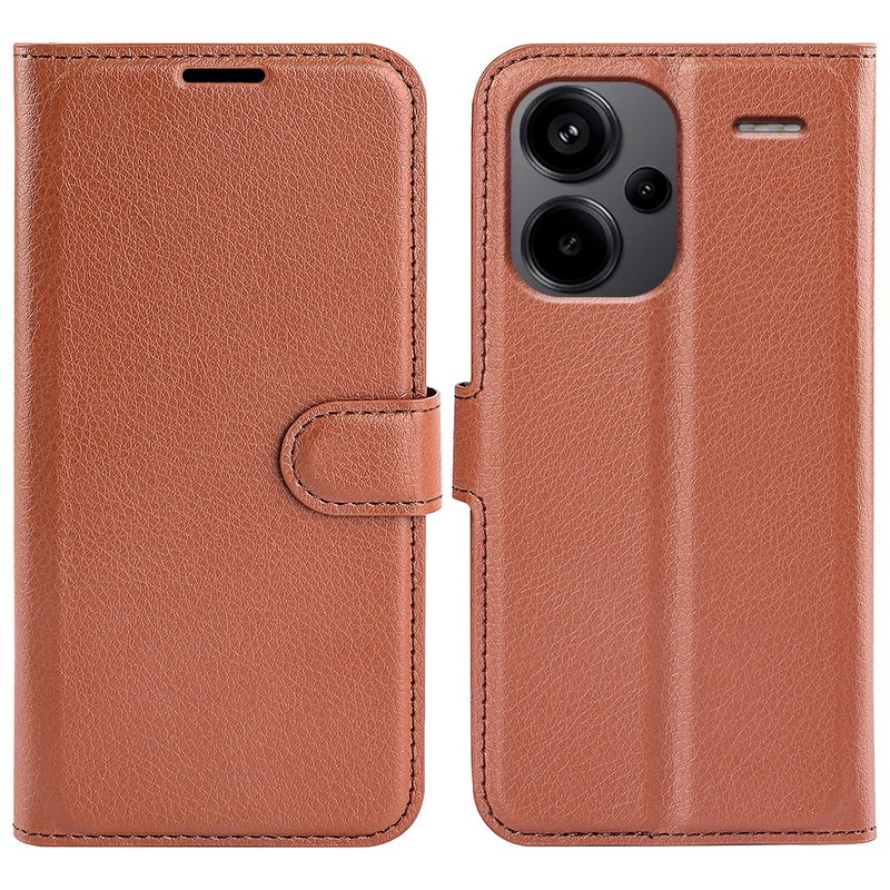Xiaomi Redmi Note 13 Pro Plus 5G Graviera Læder Flip Cover med Stand-Brun