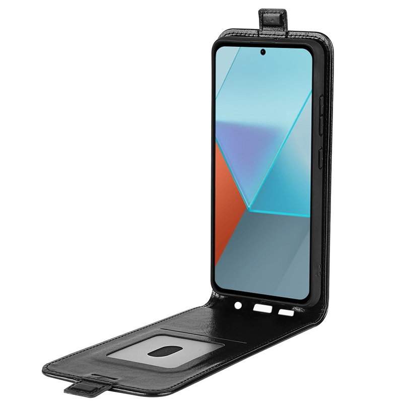 Xiaomi Redmi Note 13 Pro 5G Vertikal Sort Læder Flip Cover med Kortlommer