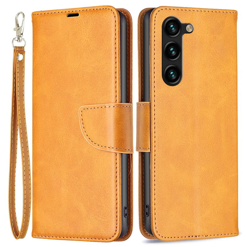 Graviera Læder Flip Cover med Hank til Samsung Galaxy S24 Plus-Gul