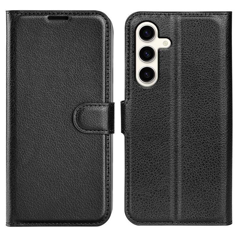 Rustikt Læder Flip Cover til Samsung Galaxy S24 Plus-Sort
