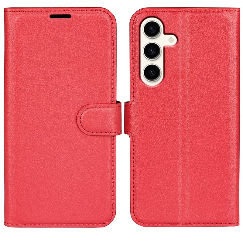 Rustikt Læder Flip Cover til Samsung Galaxy S24 Plus-Rød