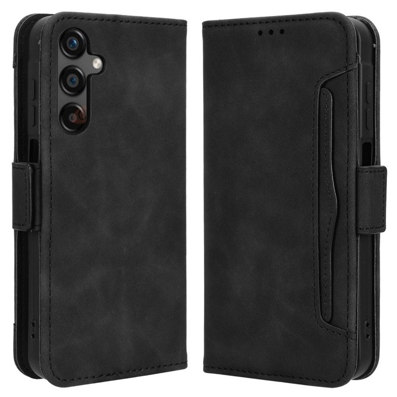 Rustik Læder Flip Cover med Kortholder til Samsung Galaxy A25 5G-Sort