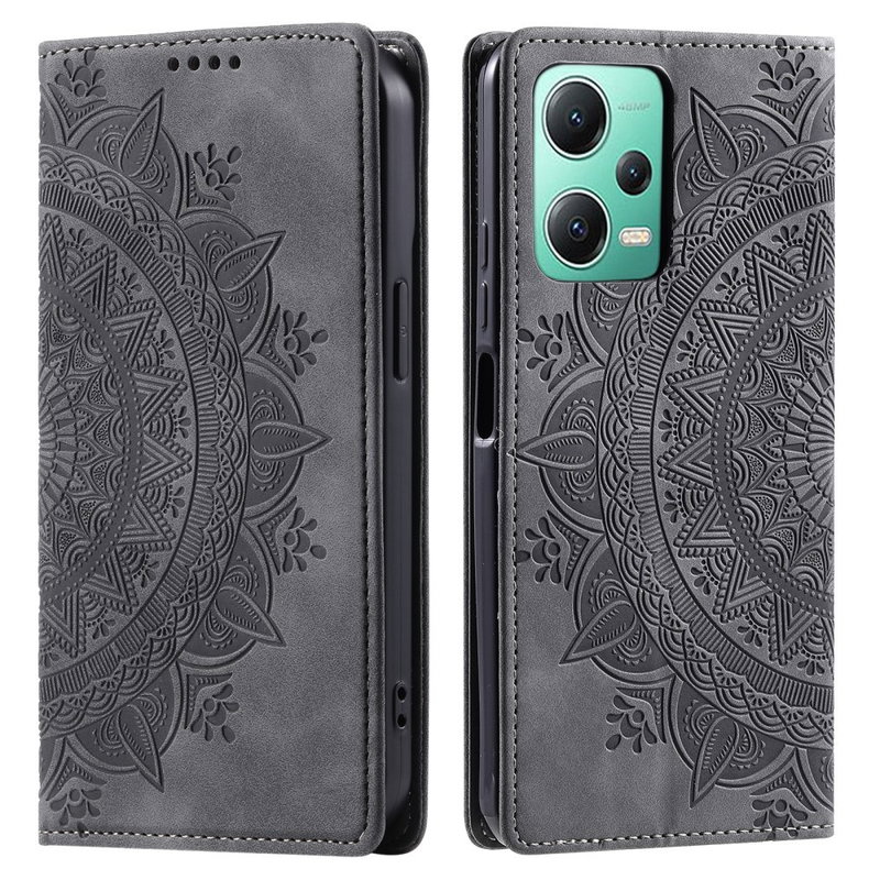 Mandala Flip Cover til Xiaomi Redmi Note 12 5G-Grå