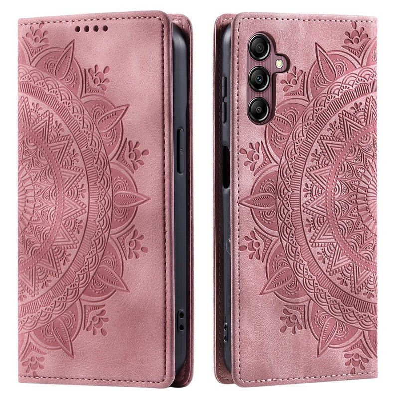 Mandala Læder Flip Cover med Magnet Luk til Samsung Galaxy A25 5G-Pink