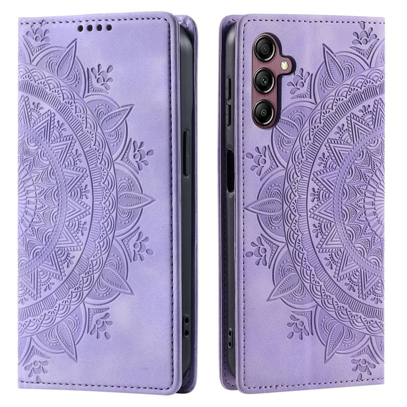 Mandala Læder Flip Cover med Magnet Luk til Samsung Galaxy A25 5G-Lilla