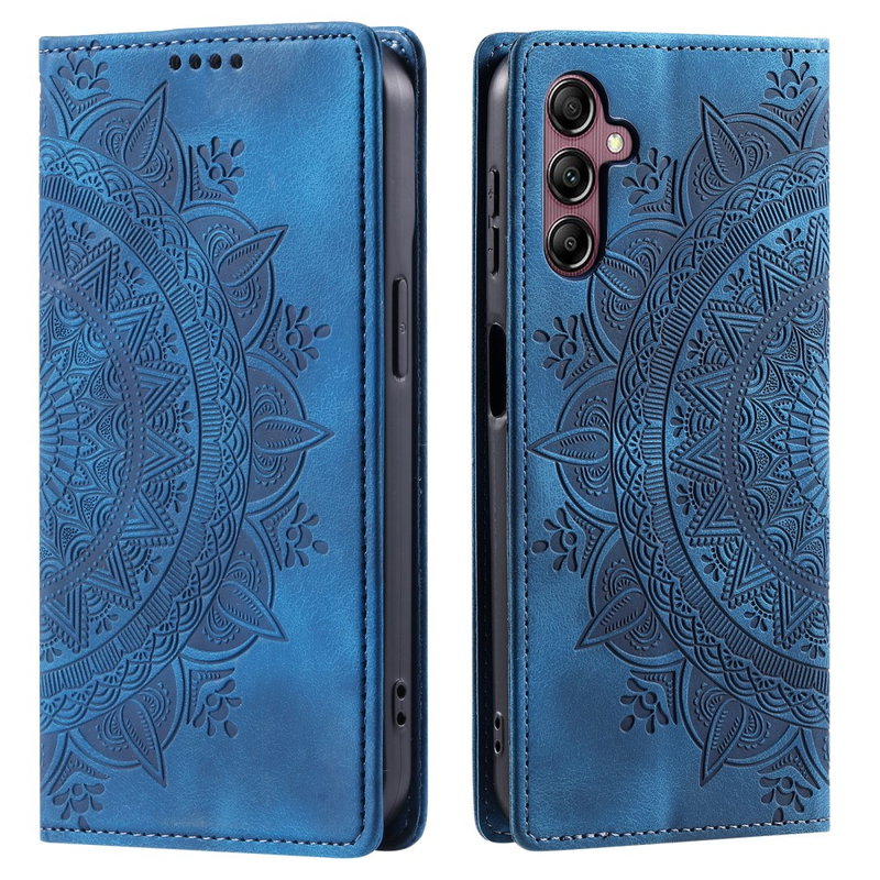 Mandala Læder Flip Cover med Magnet Luk til Samsung Galaxy A25 5G-Blå