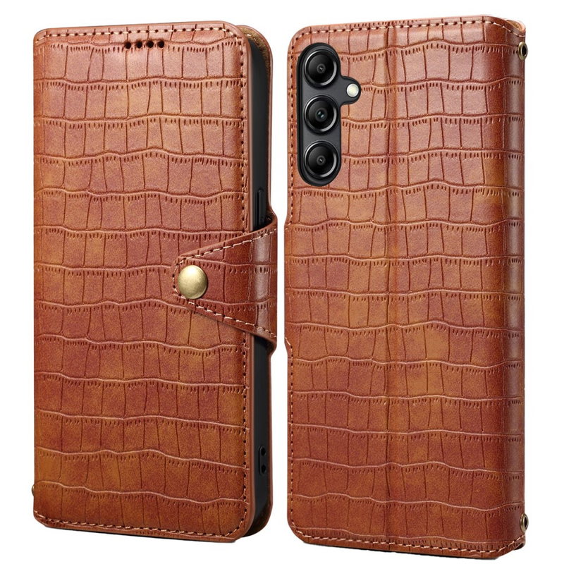 Samsung Galaxy S23 FE 5G Krokodille Læder Flip Cover med Magnetisk Lukning-Brun
