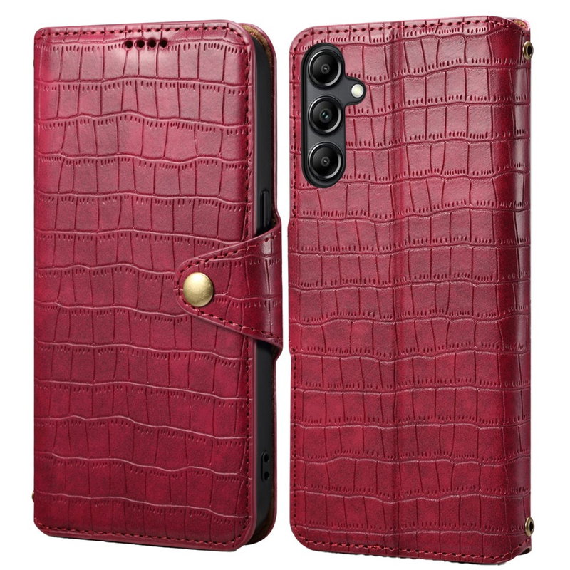 Samsung Galaxy S23 FE 5G Krokodille Læder Flip Cover med Magnetisk Lukning-Rød