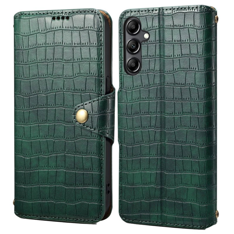 Samsung Galaxy S23 FE 5G Krokodille Læder Flip Cover med Magnetisk Lukning-Grøn