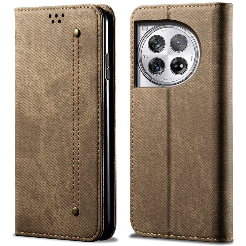 Denim Flip Cover til OnePlus 12 5G-Beige