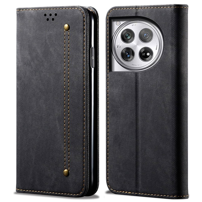 Denim Flip Cover til OnePlus 12 5G-Sort