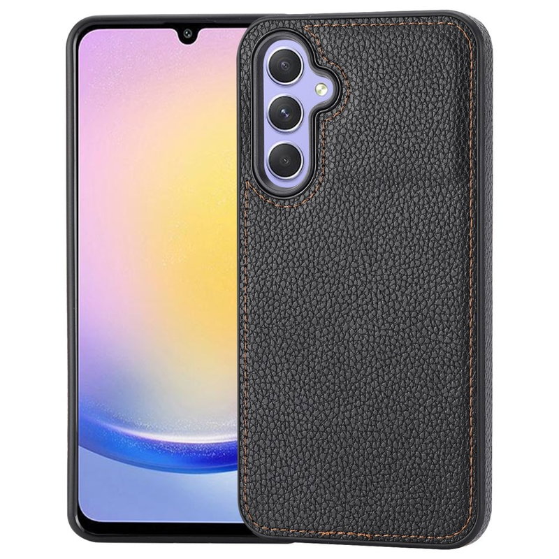Stødabsorberende Læder Cover til Samsung Galaxy A25 5G-Sort