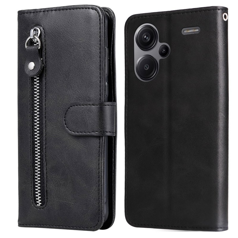 Xiaomi Redmi Note 13 Pro Plus 5G Zipper Flip Læder Cover med Lynlås / Mobilpung