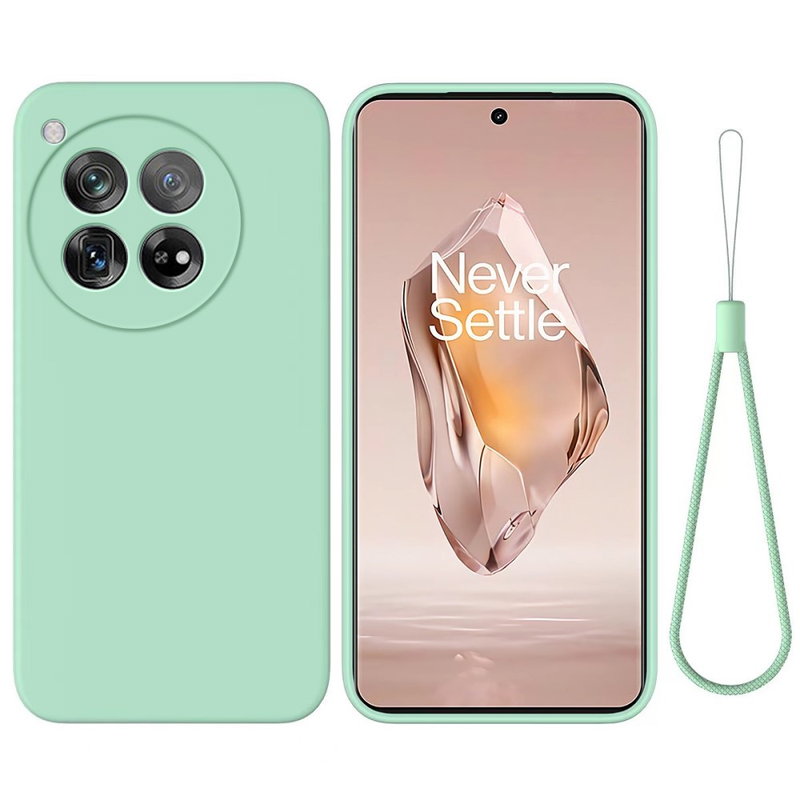 OnePlus 12R 5G Mat Silikone Cover med Hank-Grøn