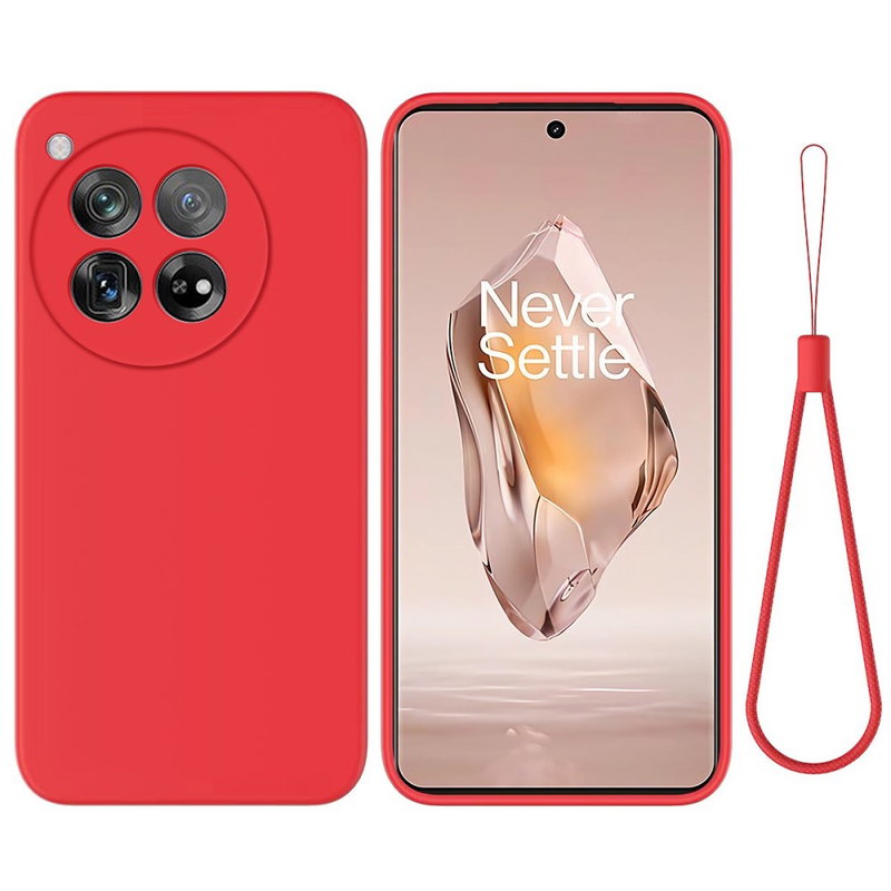 OnePlus 12R 5G Mat Silikone Cover med Hank-Rød