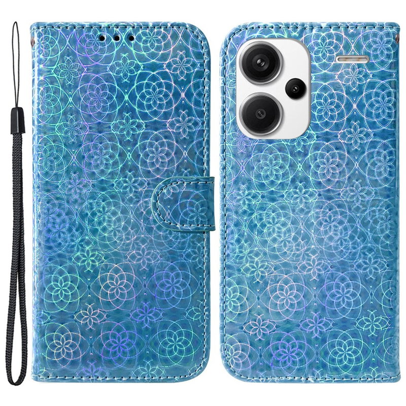 Xiaomi Redmi Note 13 Pro Plus 5G Dazzle Folie Flip Cover med Hank og Stand-Blå