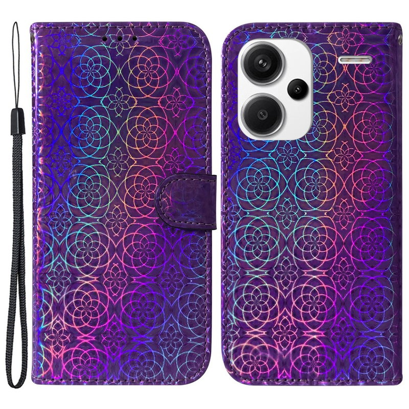 Xiaomi Redmi Note 13 Pro Plus 5G Dazzle Folie Flip Cover med Hank og Stand-Lilla