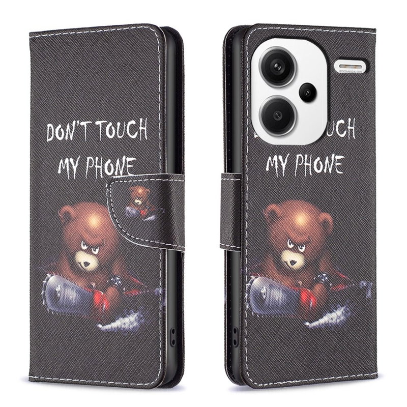 Xiaomi Redmi Note 13 Pro Plus 5G Sjovt Dont Touch Læder Flip Cover med Kortholder