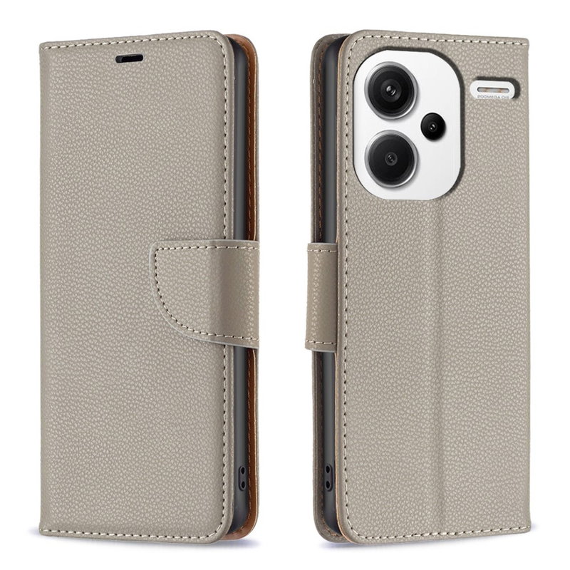 Xiaomi Redmi Note 13 Pro Plus 5G Grå Rustik Læder Flip Cover med Stand, Hank og Kortlommer