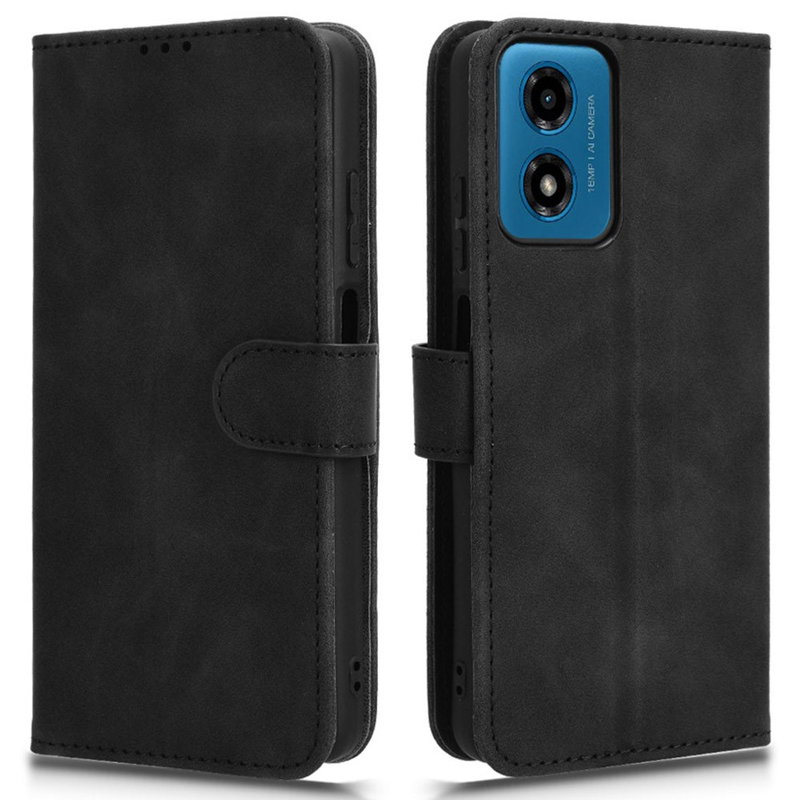 Motorola Moto G24 Graviera Sort Læder Flip Cover med Kortholder
