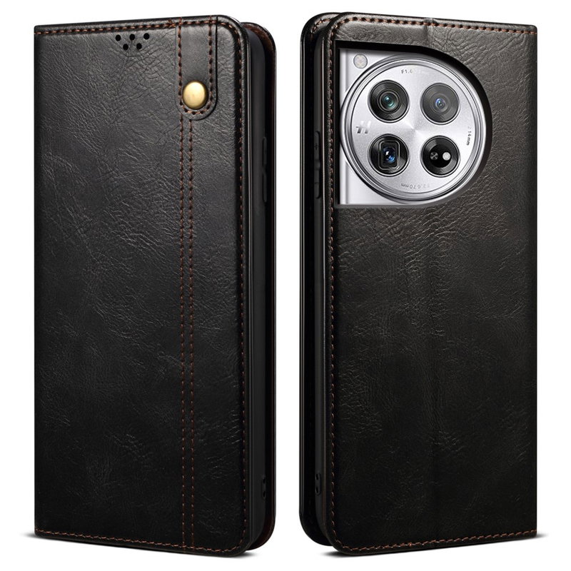 OnePlus 12R 5G Klassisk Læder Flip Cover med Kortholder og Stand