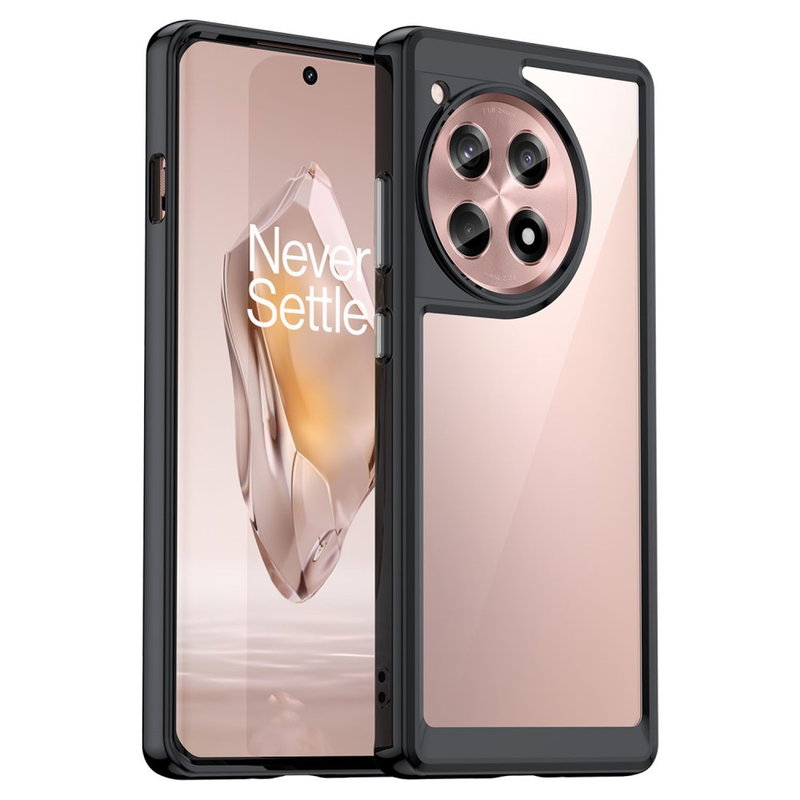 OnePlus 12R 5G Gennemsigtigt Cover med Farvet Kant-Sort