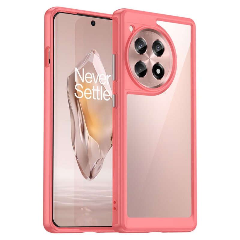 OnePlus 12R 5G Gennemsigtigt Cover med Farvet Kant-Pink