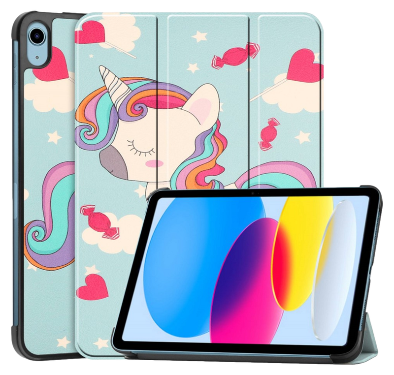 Unicorn Tri-Fold Flip Cover til iPad 2022 (A2757, A2696, A2777) / iPad 2025 (A3354, A3355)