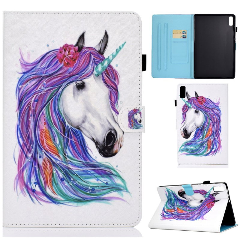 Farverigt Unicorn Flipcover til Lenovo Tab M9, med Stand og Kortholder